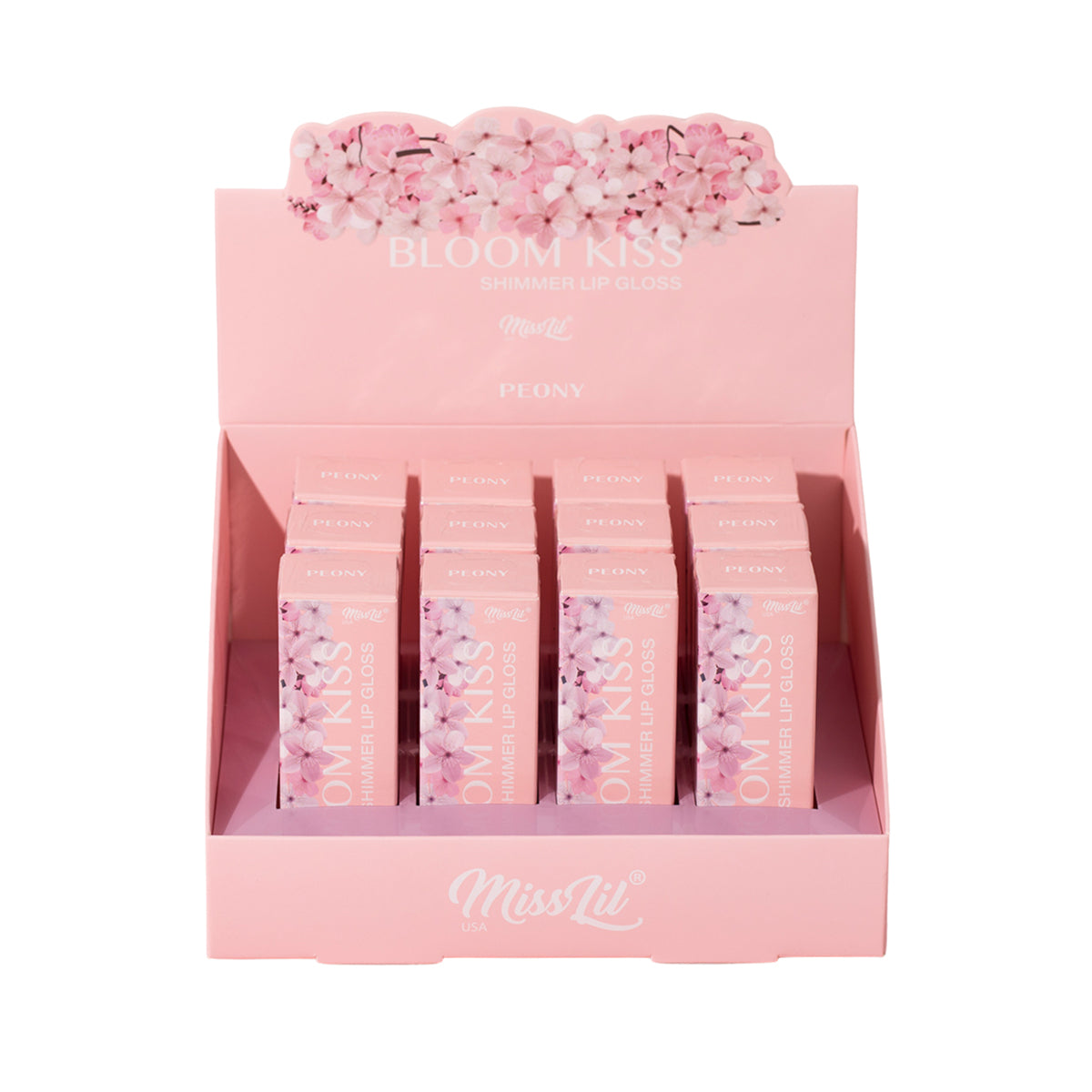 BLOOM KISS SHIMMER LIP GLOSS- PEONY (12 PCS)