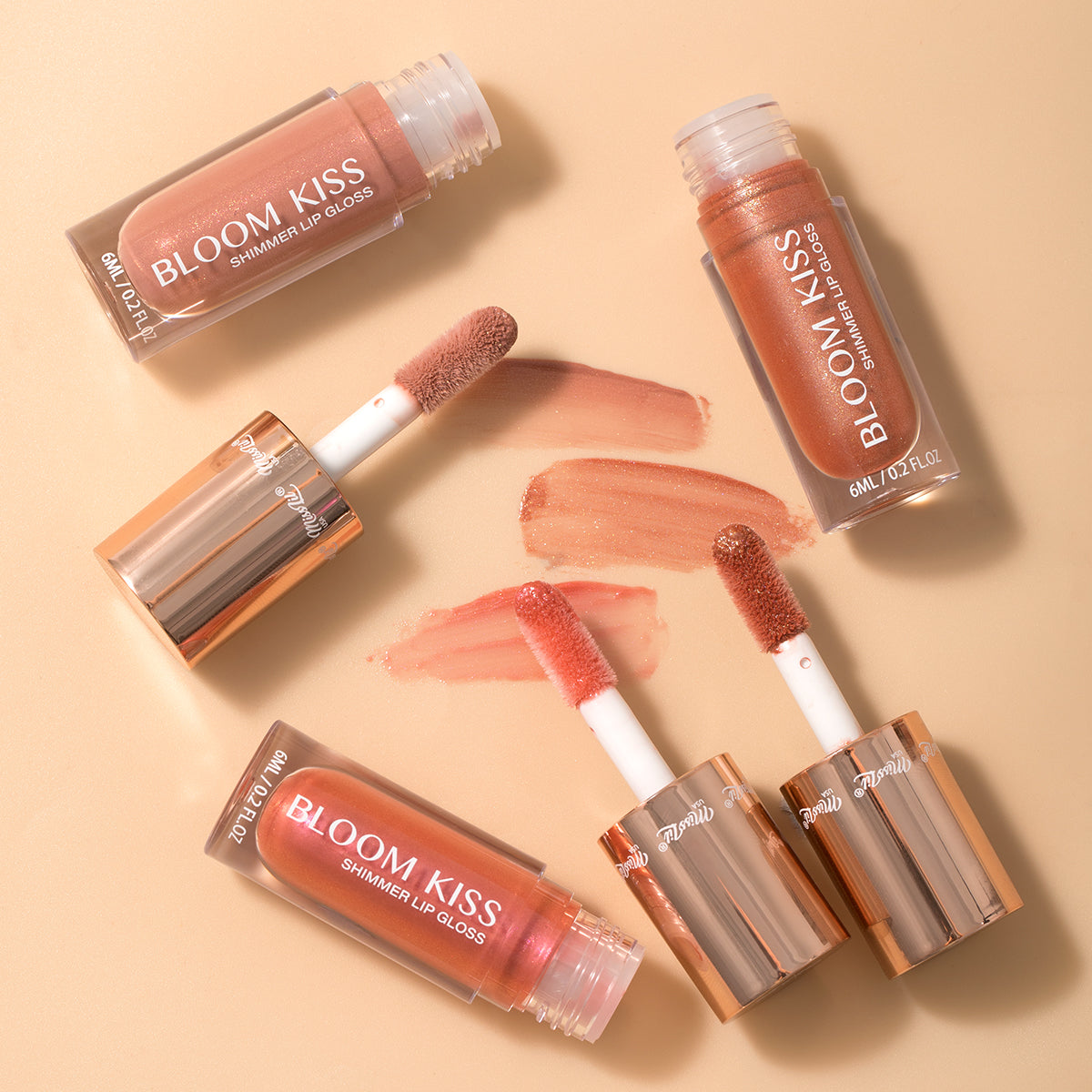BLOOM KISS SHIMMER LIP GLOSS- GLAMING GOLD (Set of 72)