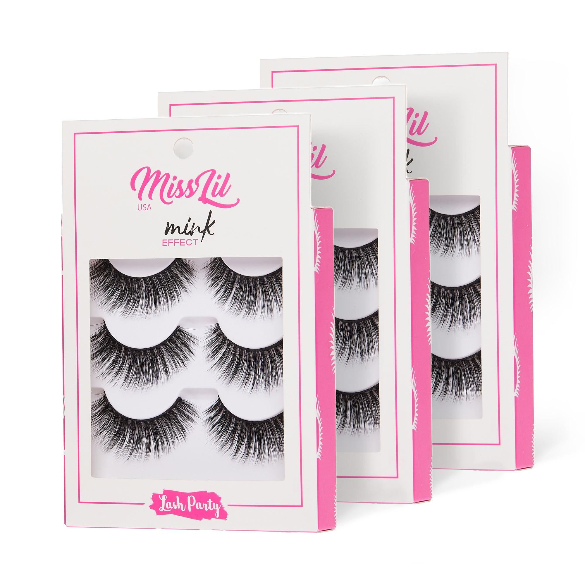 3-Pair Eyelashes - Lash Party Collection #10 ( Pack of 12) - Miss Lil USA Wholesale