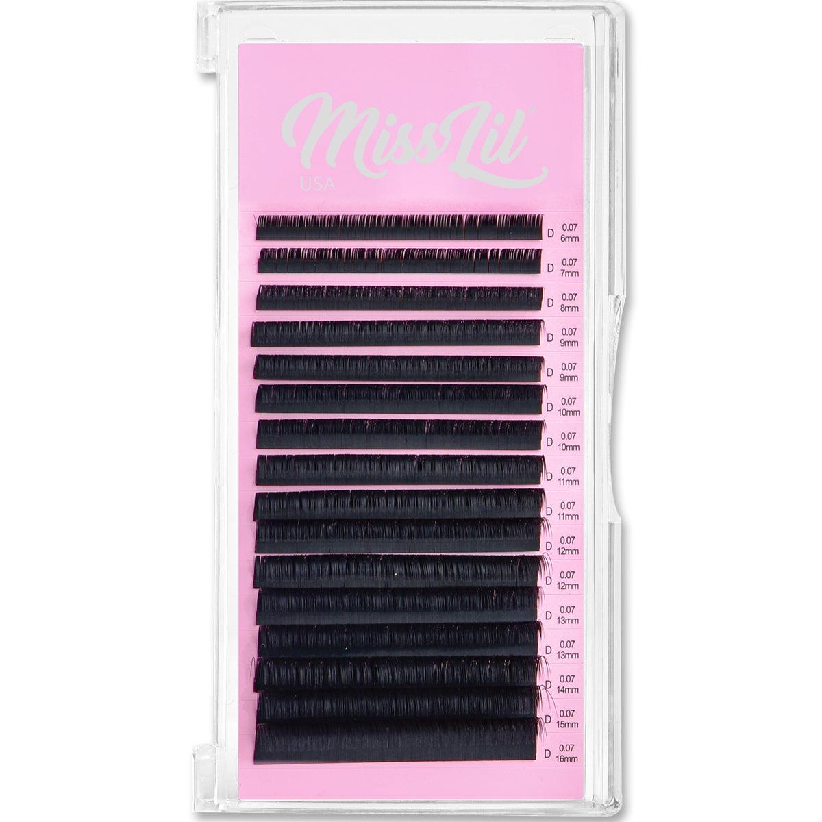 0.07 D Curl Lash Extensions (Mixed Tray) - Miss Lil USA Wholesale