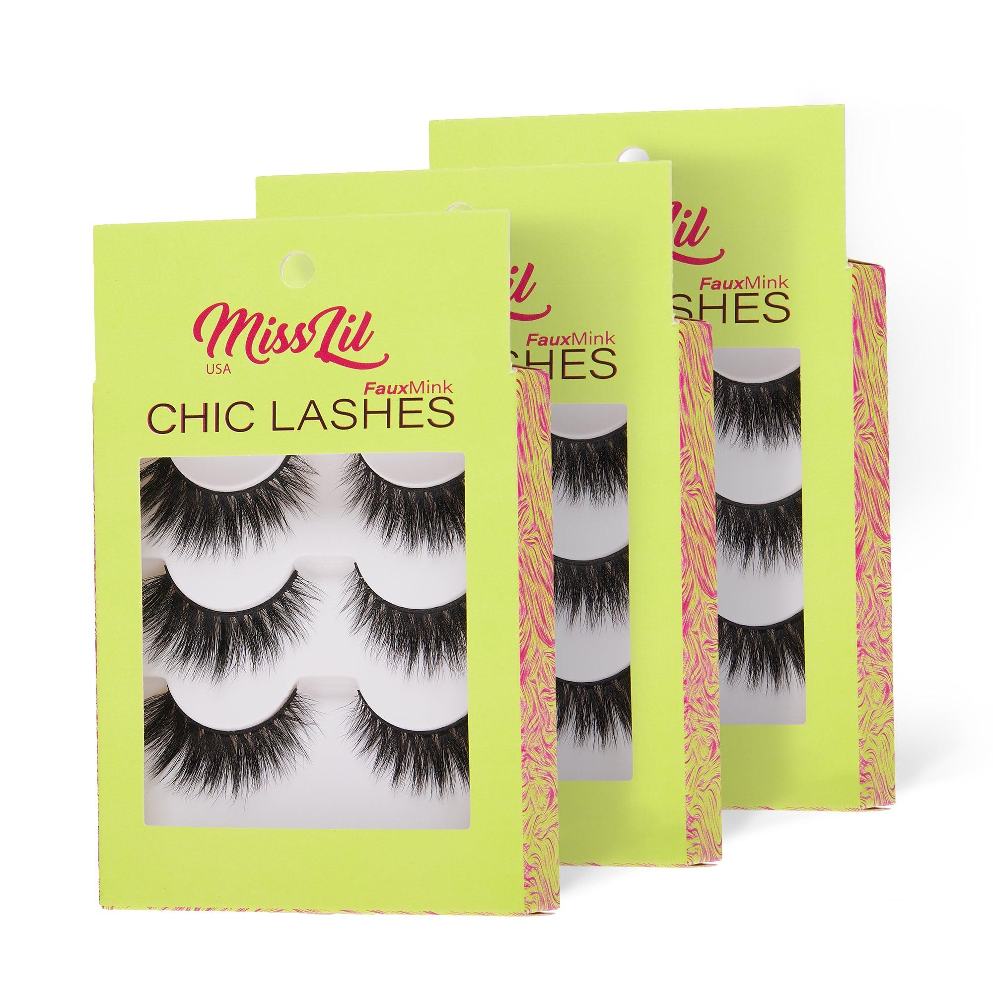 3-Pairs Lashes-Chic Lashes Collection #16 (Pack of 12) - Miss Lil USA Wholesale