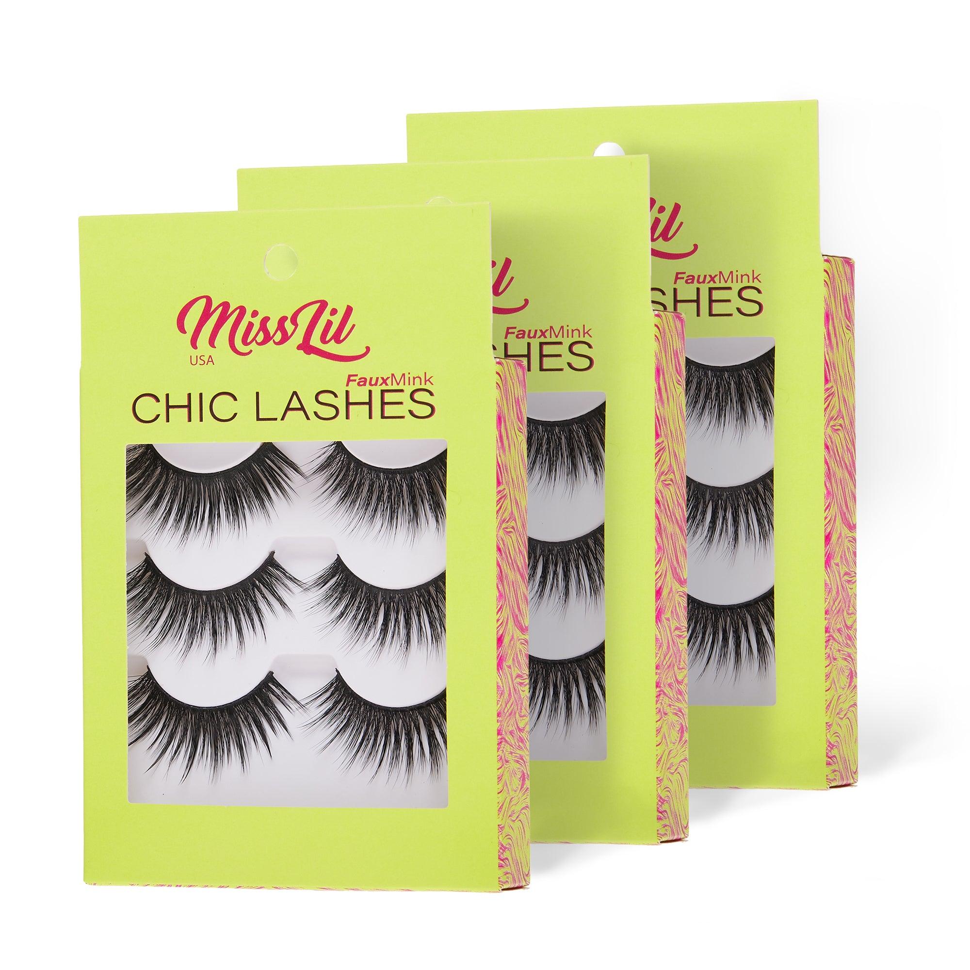 3-Pairs Lashes-Chic Lashes Collection #17 (Pack of 12) - Miss Lil USA Wholesale