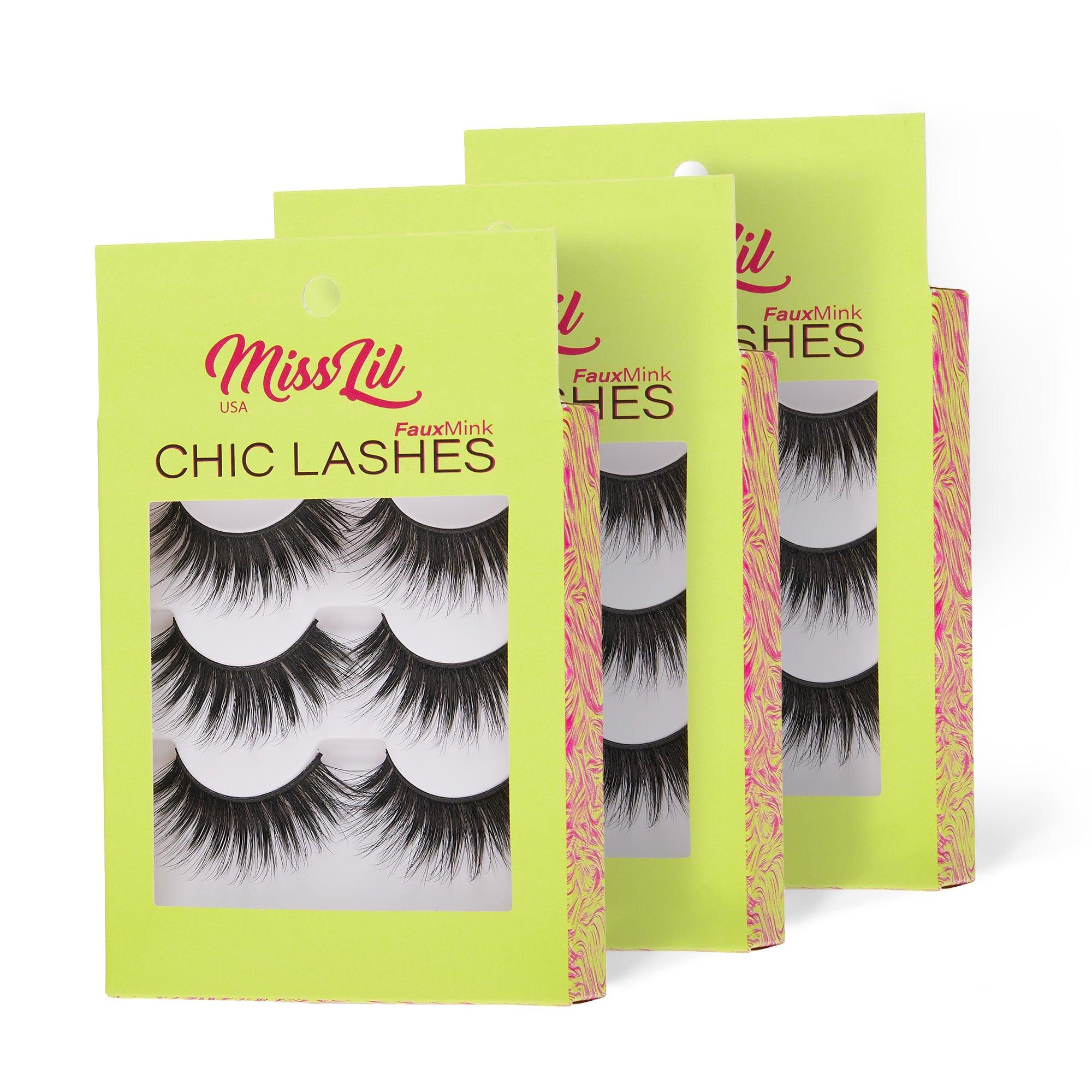 3-Pairs Lashes-Chic Lashes Collection #18 (Pack of 12) - Miss Lil USA Wholesale