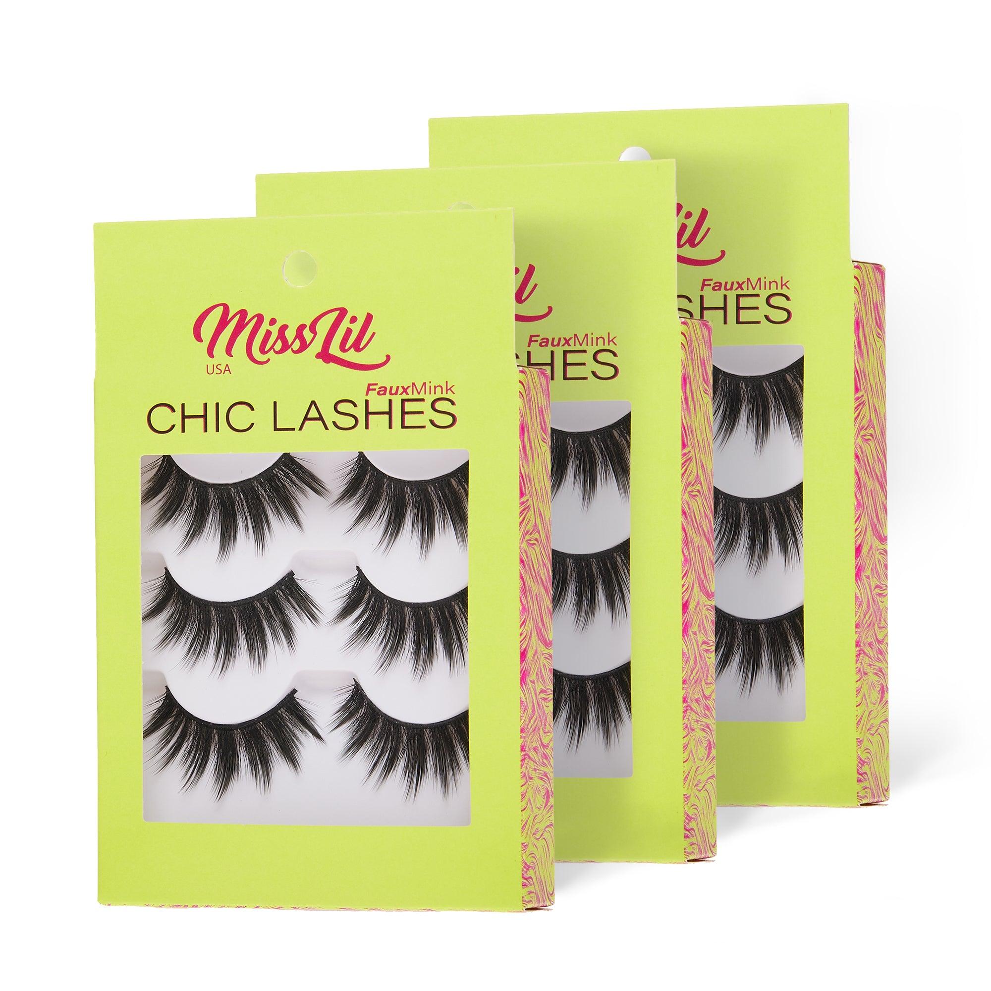 3-Pairs Lashes-Chic Lashes Collection #19 (Pack of 12) - Miss Lil USA Wholesale