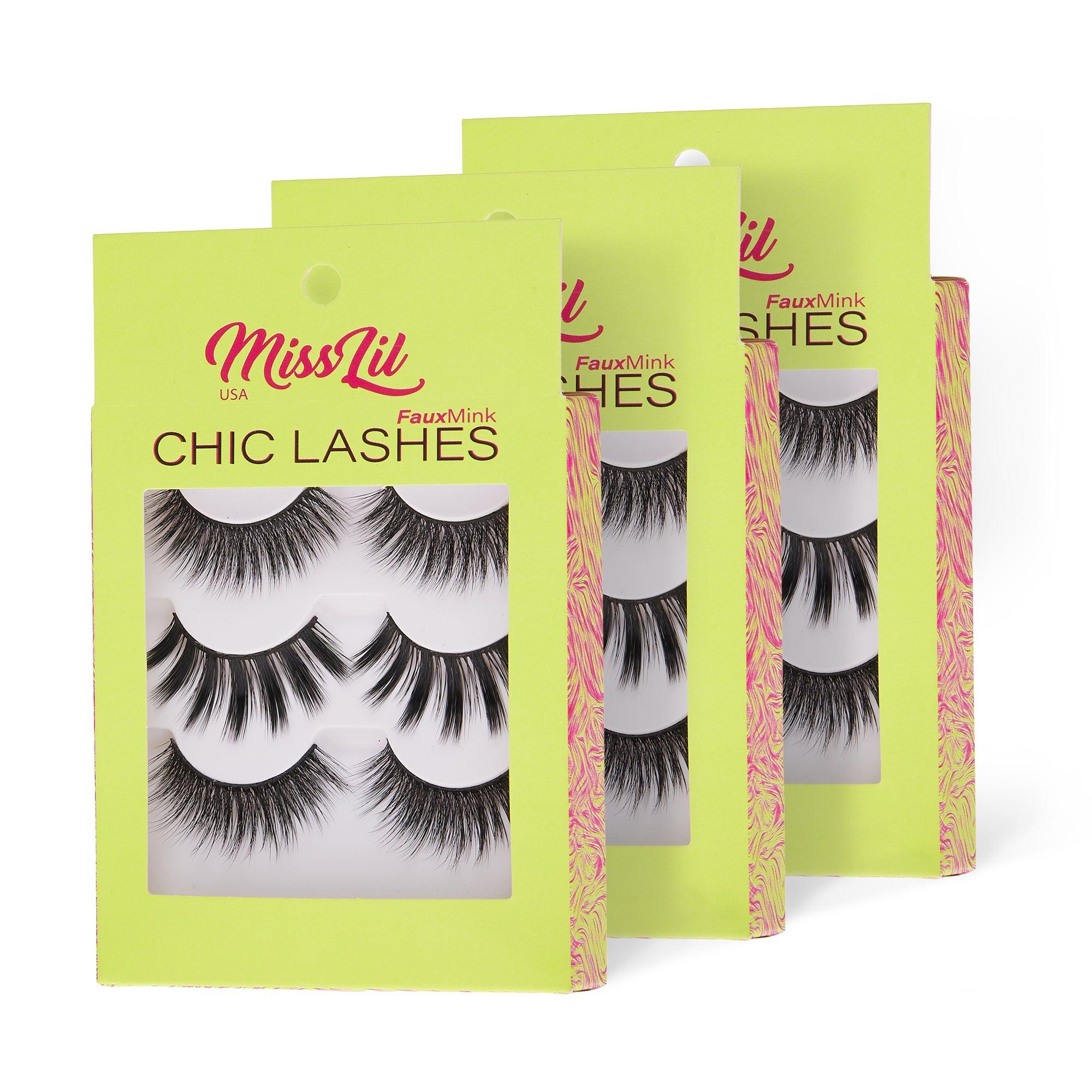 3-Pairs Lashes-Chic Lashes Collection #2 ( Pack of 12) - Miss Lil USA Wholesale