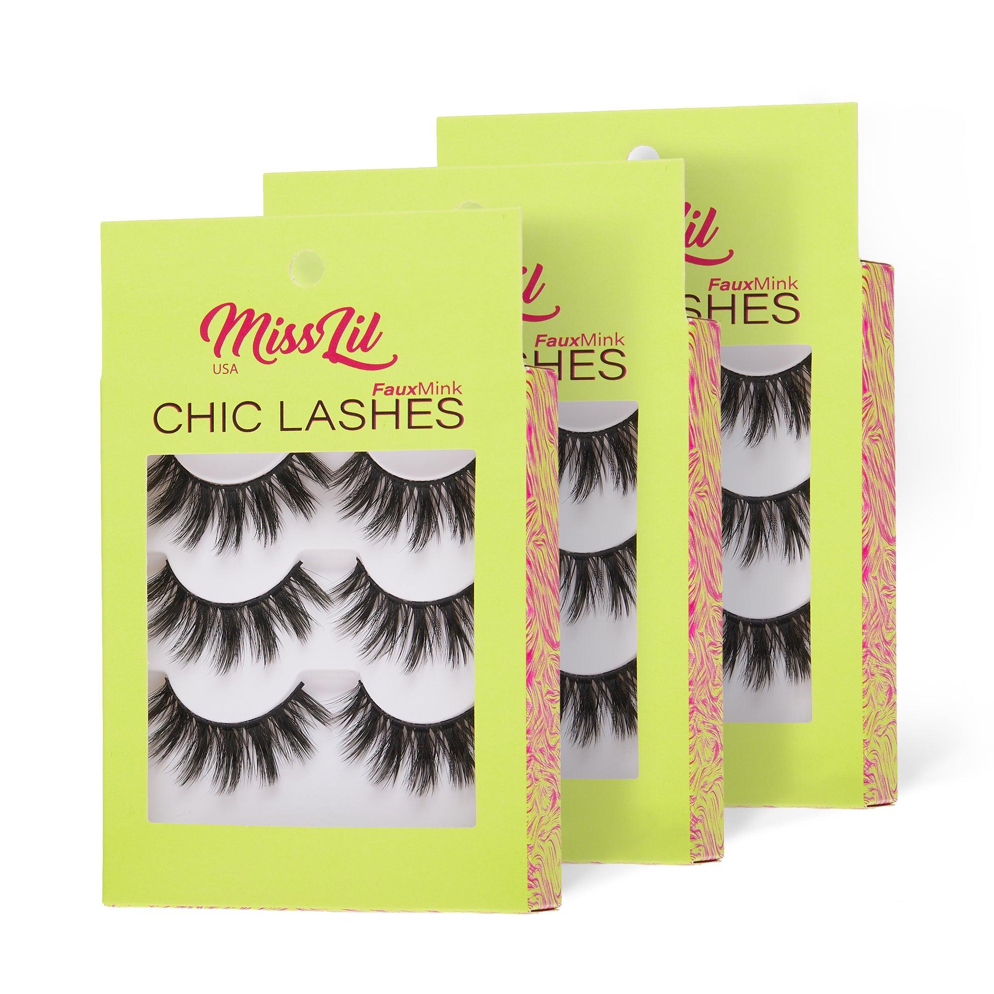 3-Pairs Lashes-Chic Lashes Collection #22 (Pack of 12 - Miss Lil USA Wholesale