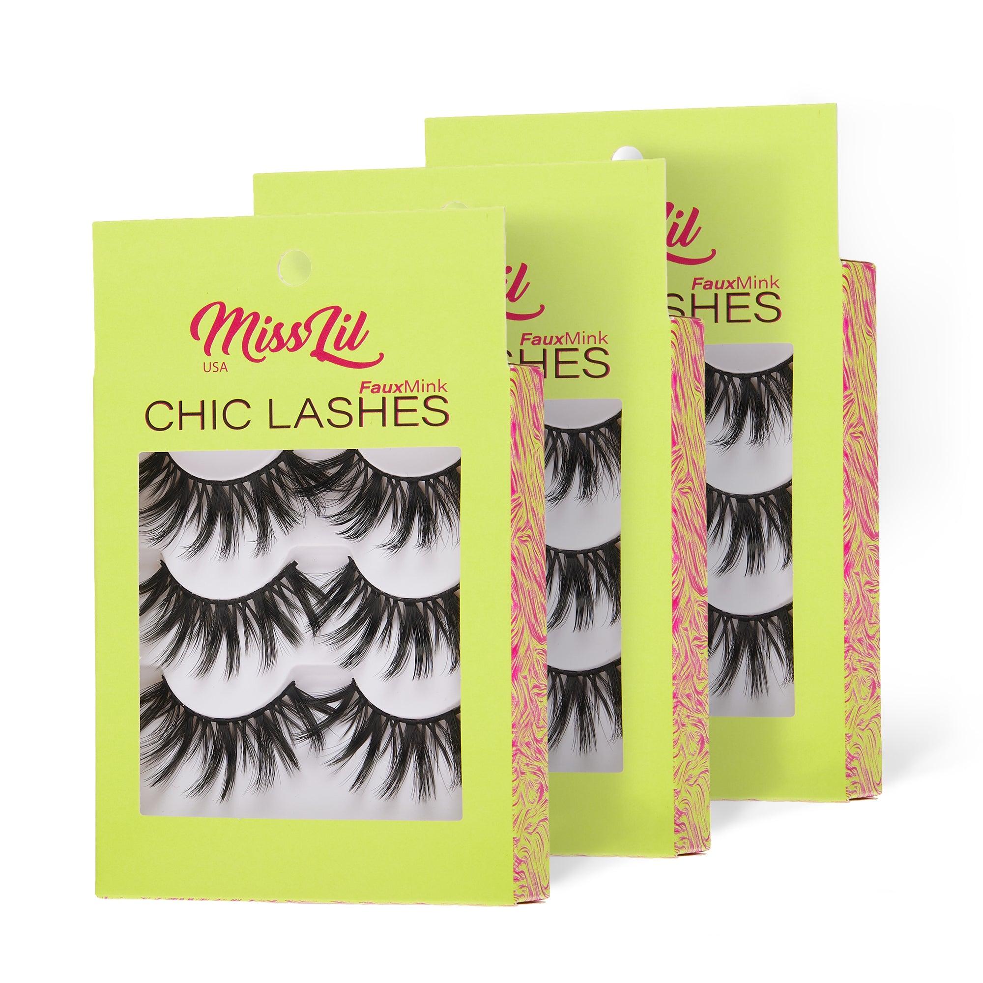 3-Pairs Lashes-Chic Lashes Collection #23 (Pack of 12 - Miss Lil USA Wholesale