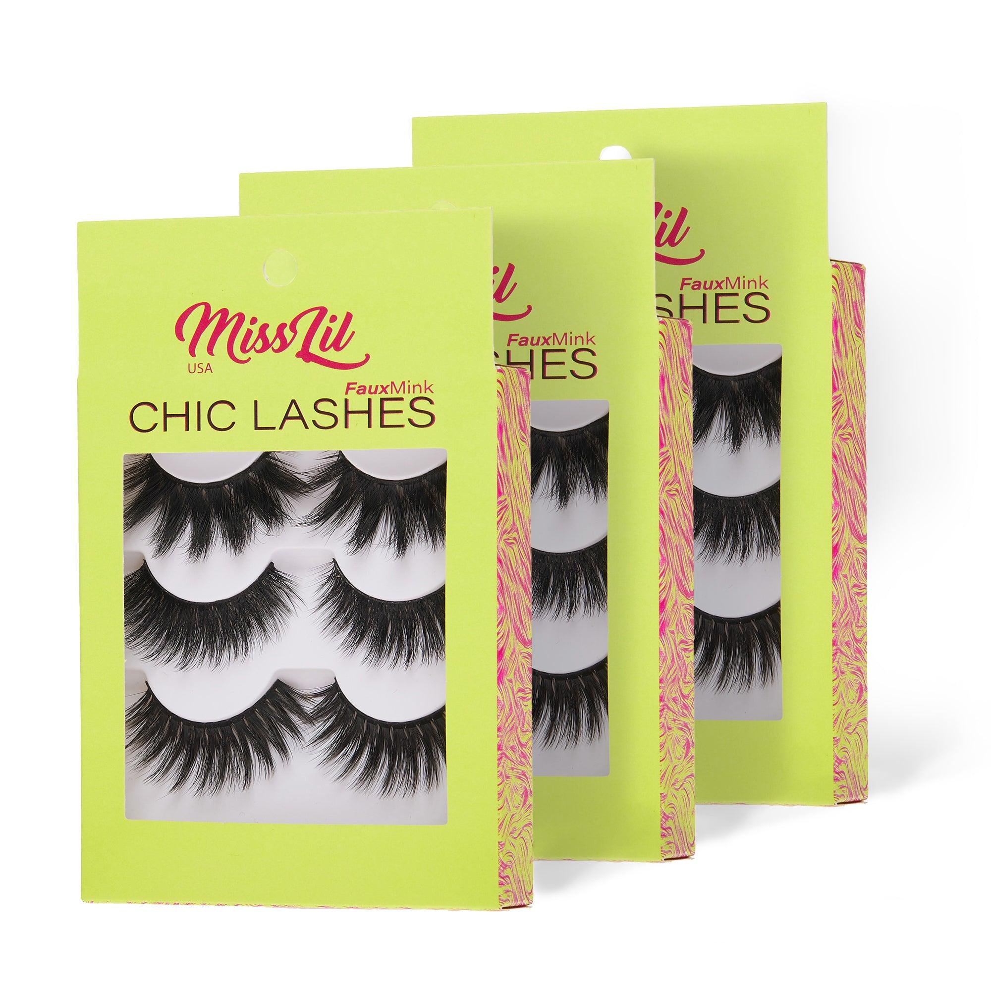 3-Pairs Lashes-Chic Lashes Collection #26 (Pack of 12 - Miss Lil USA Wholesale