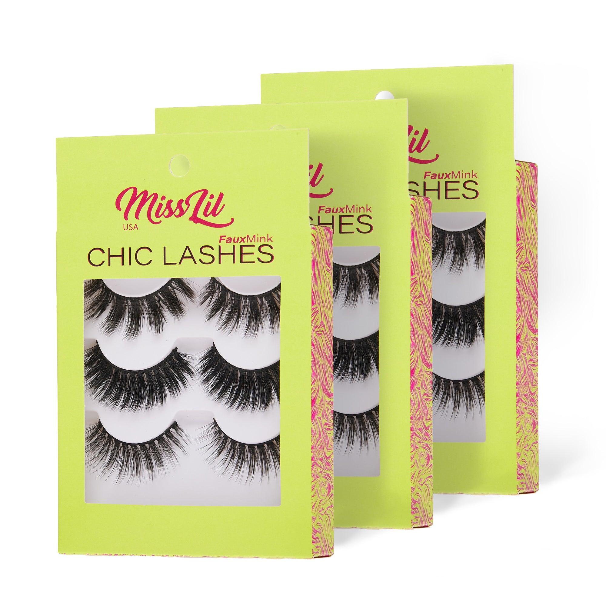 3-Pairs Lashes-Chic Lashes Collection #27 (Pack of 12) - Miss Lil USA Wholesale