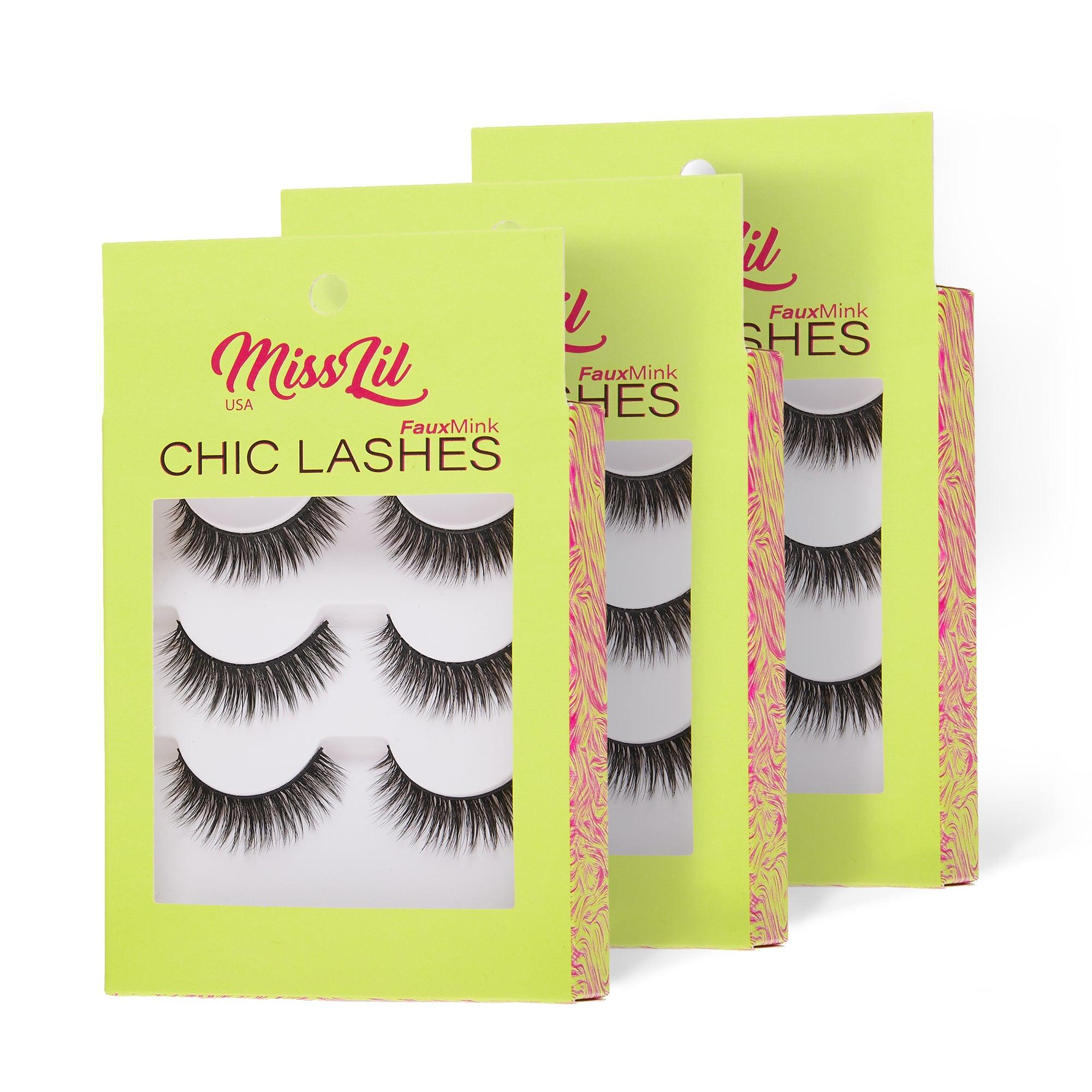 3-Pairs Lashes-Chic Lashes Collection #28 (Pack of 12) - Miss Lil USA Wholesale
