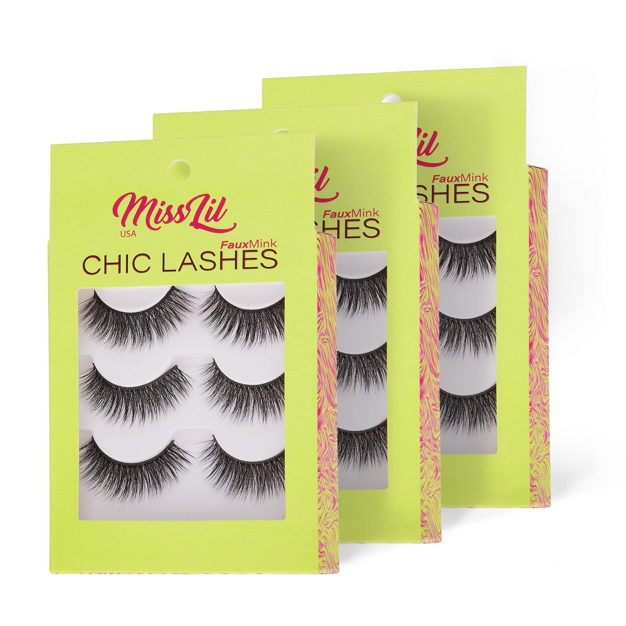 3-Pairs Lashes-Chic Lashes Collection #3 ( Pack of 12) - Miss Lil USA Wholesale
