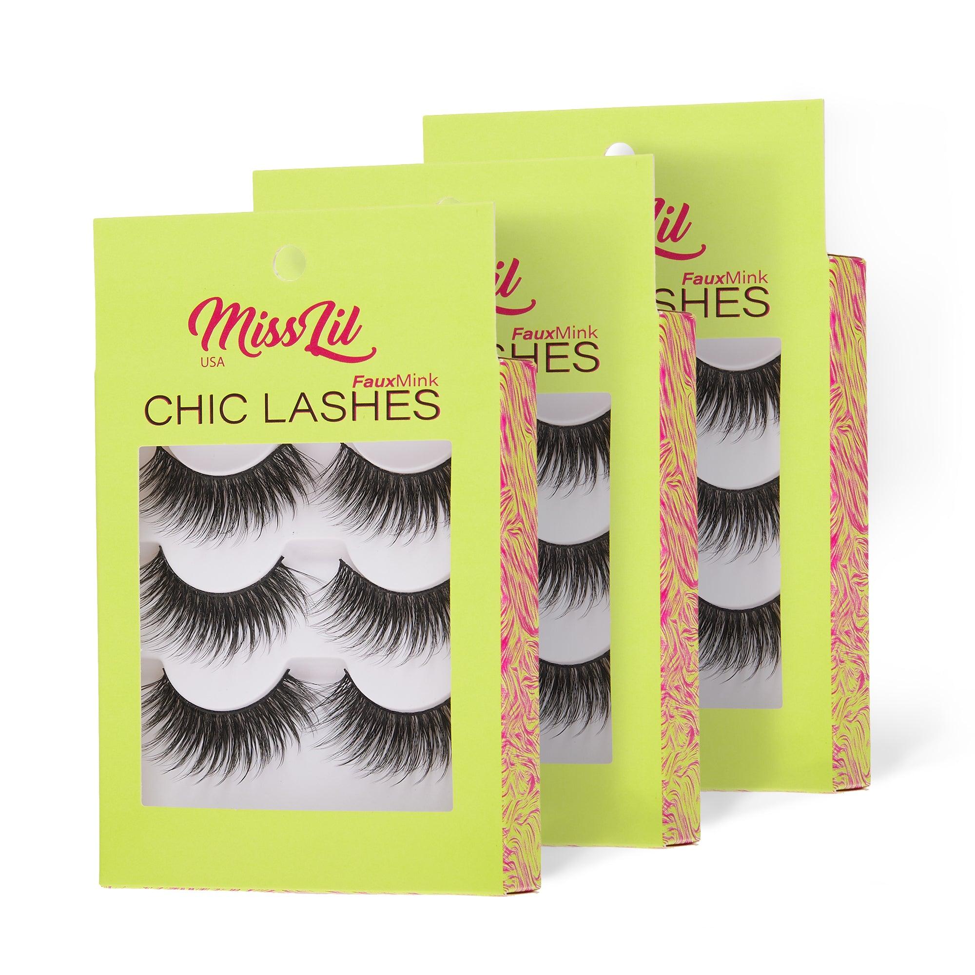 3-Pairs Lashes-Chic Lashes Collection #30 (Pack of 12) - Miss Lil USA Wholesale