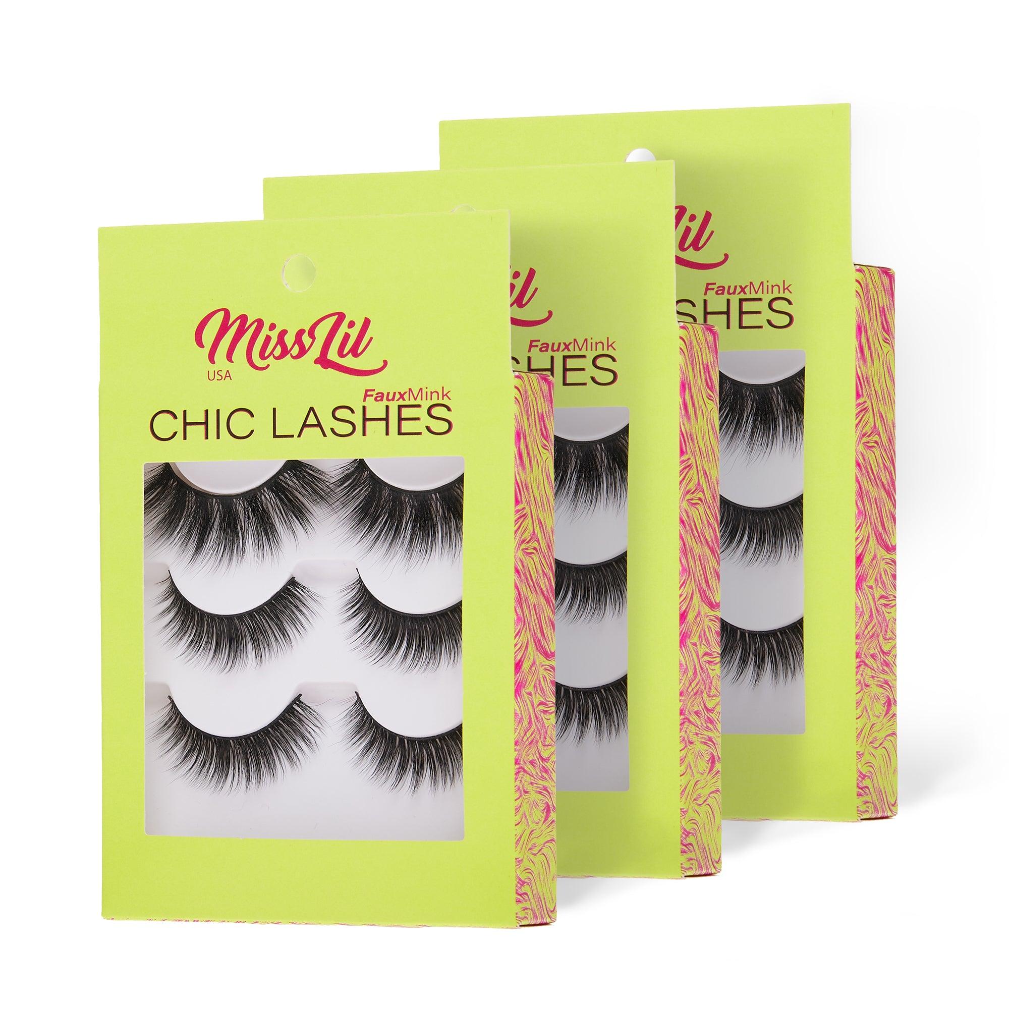 3-Pairs Lashes-Chic Lashes Collection #32 (Pack of 12) - Miss Lil USA Wholesale