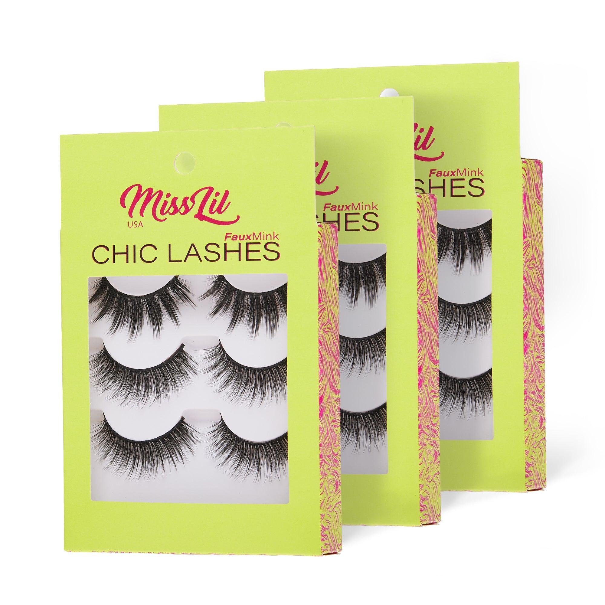 3-Pairs Lashes-Chic Lashes Collection #33 (Pack of 12) - Miss Lil USA Wholesale