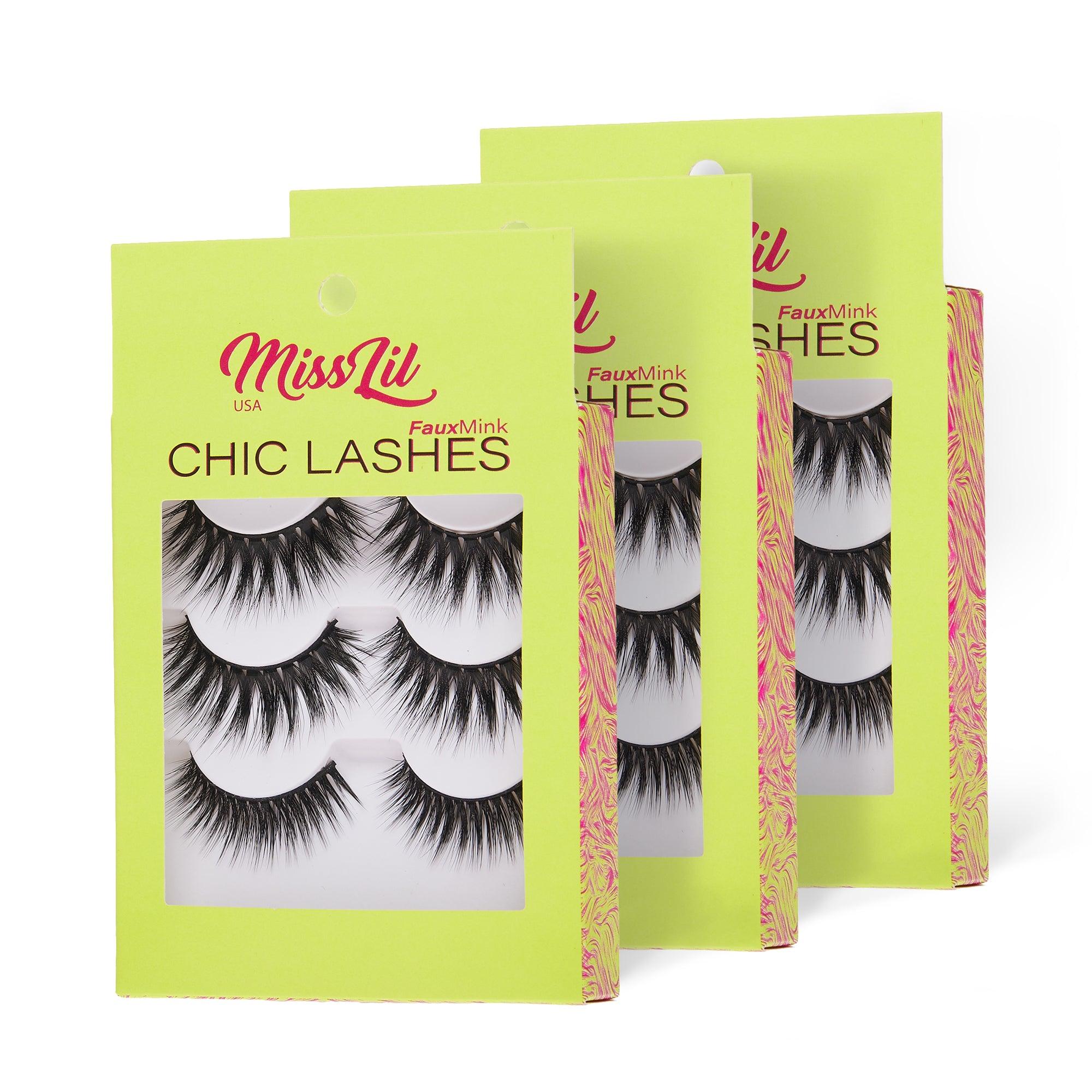 3-Pairs Lashes-Chic Lashes Collection #34 (Pack of 12) - Miss Lil USA Wholesale