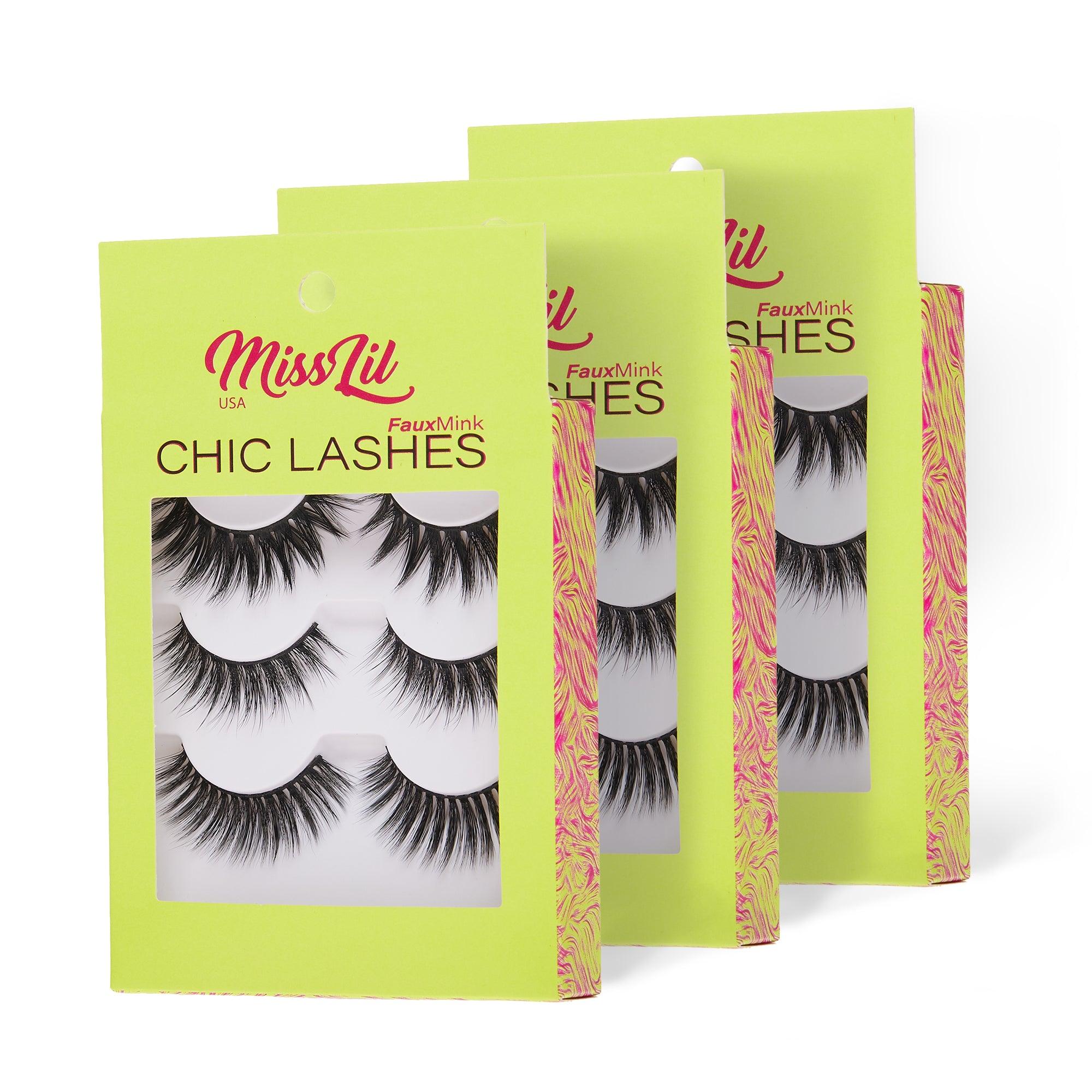 3-Pairs Lashes-Chic Lashes Collection #35 (Pack of 12) - Miss Lil USA Wholesale