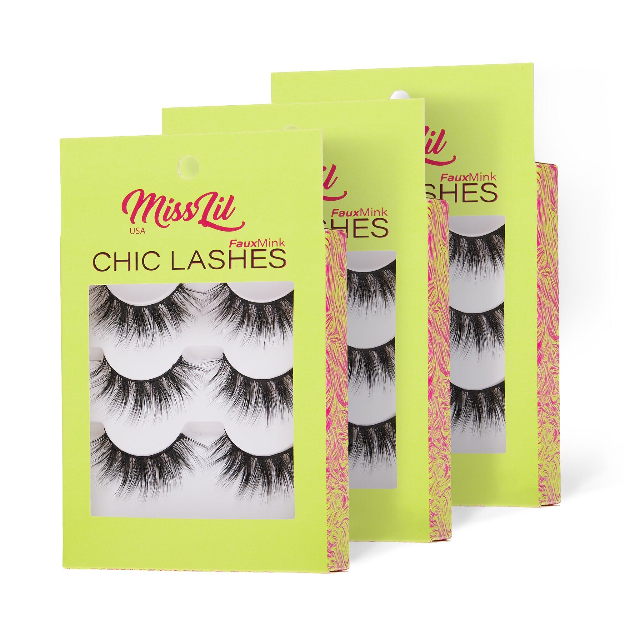 3-Pairs Lashes-Chic Lashes Collection #36 (Pack of 12) - Miss Lil USA Wholesale