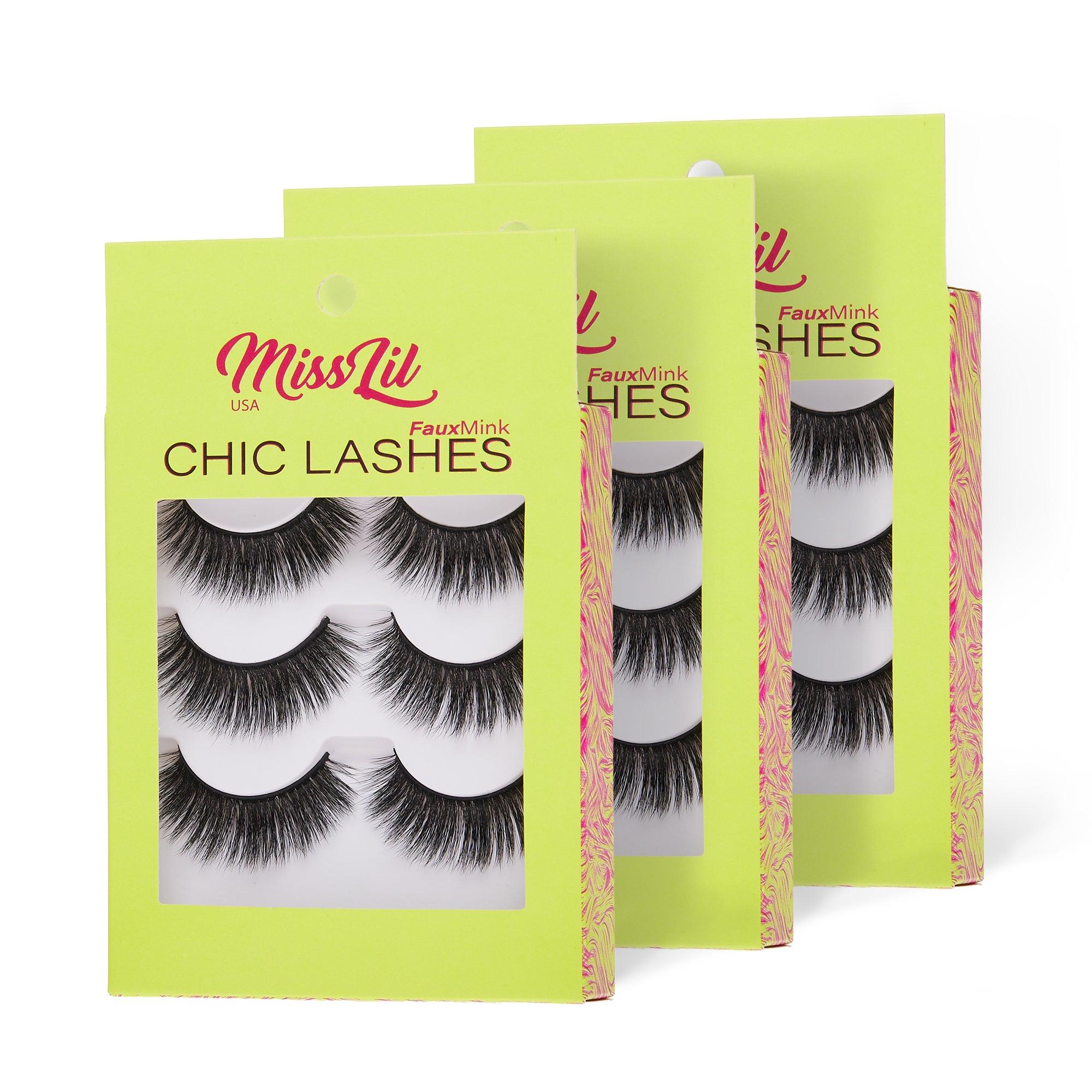 3-Pairs Lashes-Chic Lashes Collection #37 (Pack of 12) - Miss Lil USA Wholesale