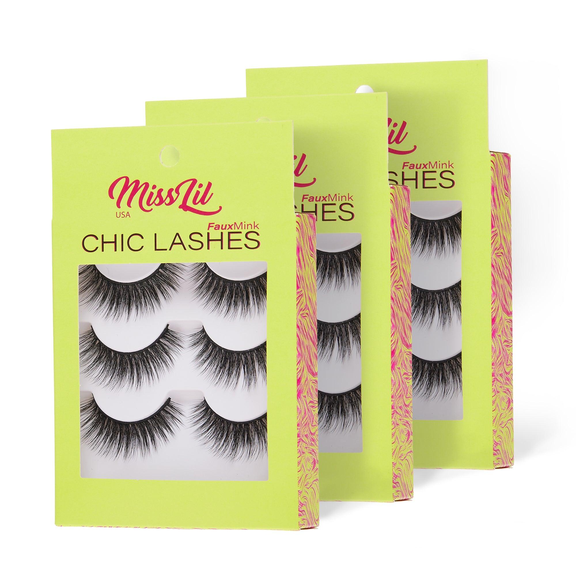 3-Pairs Lashes-Chic Lashes Collection #38 (Pack of 12) - Miss Lil USA Wholesale