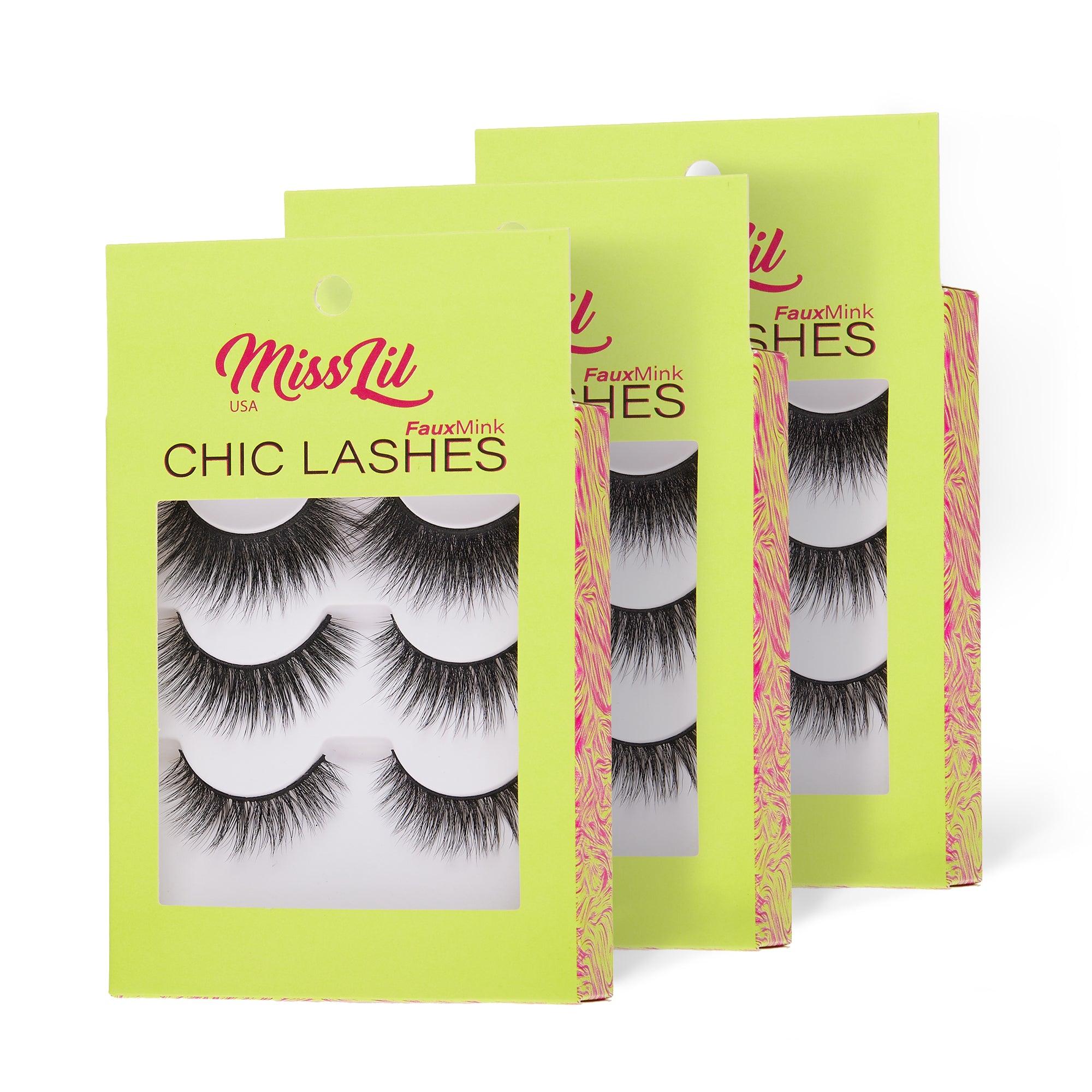 3-Pairs Lashes-Chic Lashes Collection #39 (Pack of 12) - Miss Lil USA Wholesale