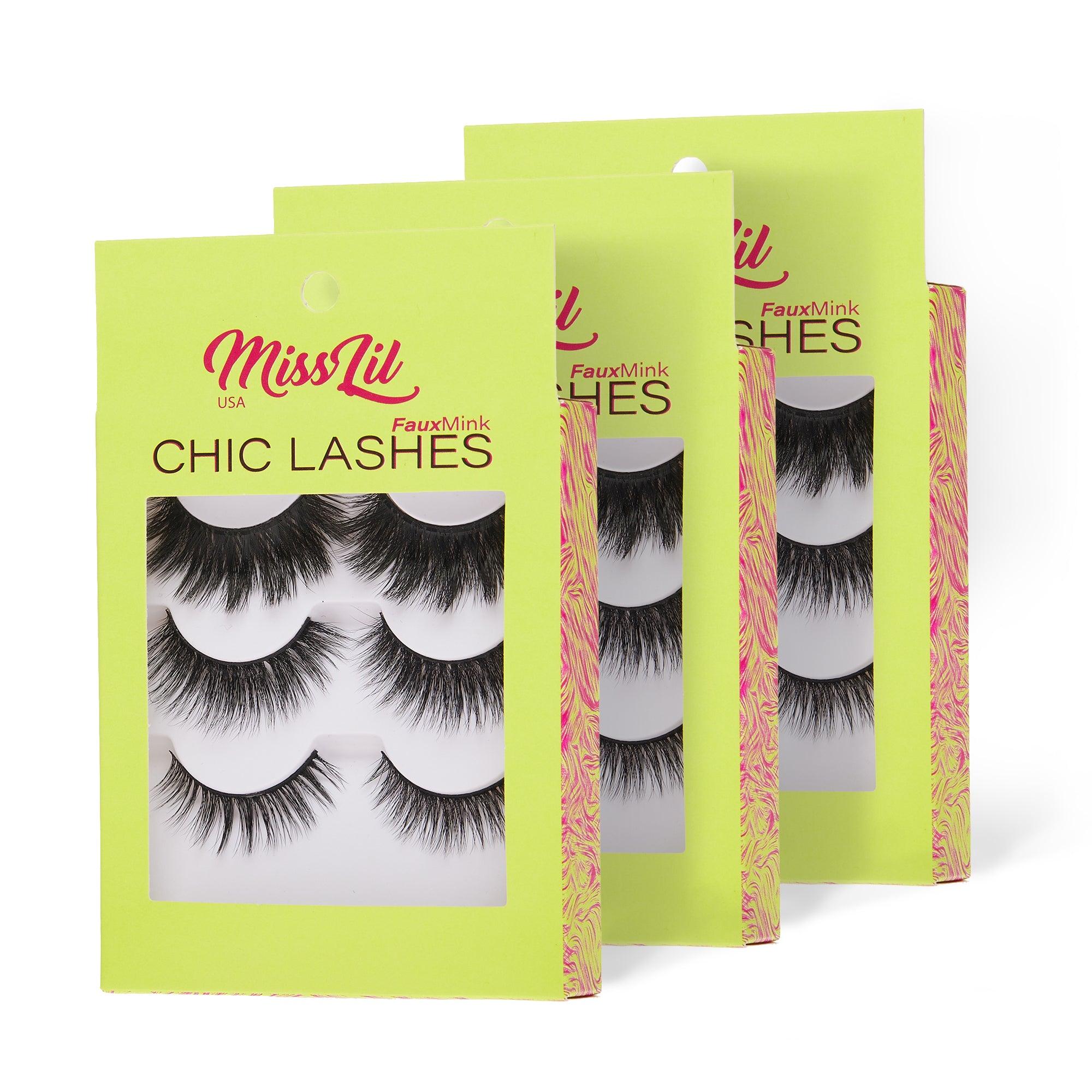 3-Pairs Lashes-Chic Lashes Collection #40 (Pack of 12) - Miss Lil USA Wholesale