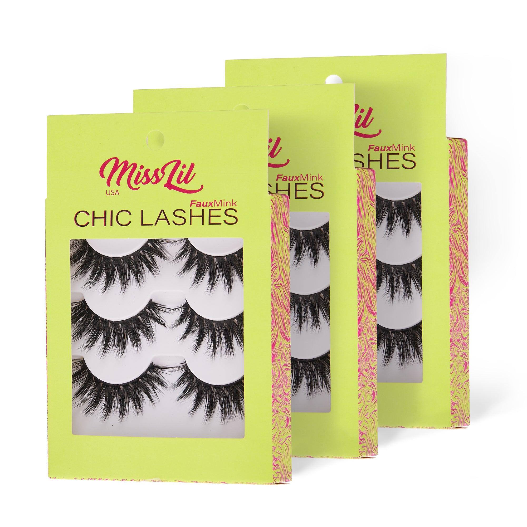 3-Pairs Lashes-Chic Lashes Collection #5 (Pack of 12) - Miss Lil USA Wholesale