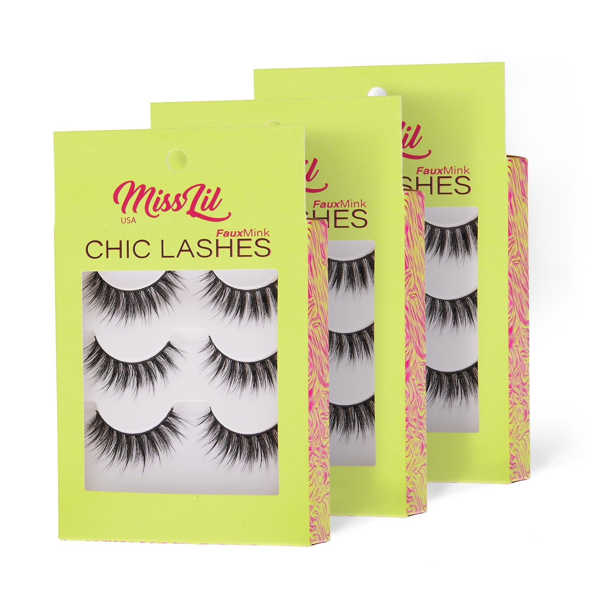 3-Pairs Lashes-Chic Lashes Collection #6 (Pack of 12) - Miss Lil USA Wholesale