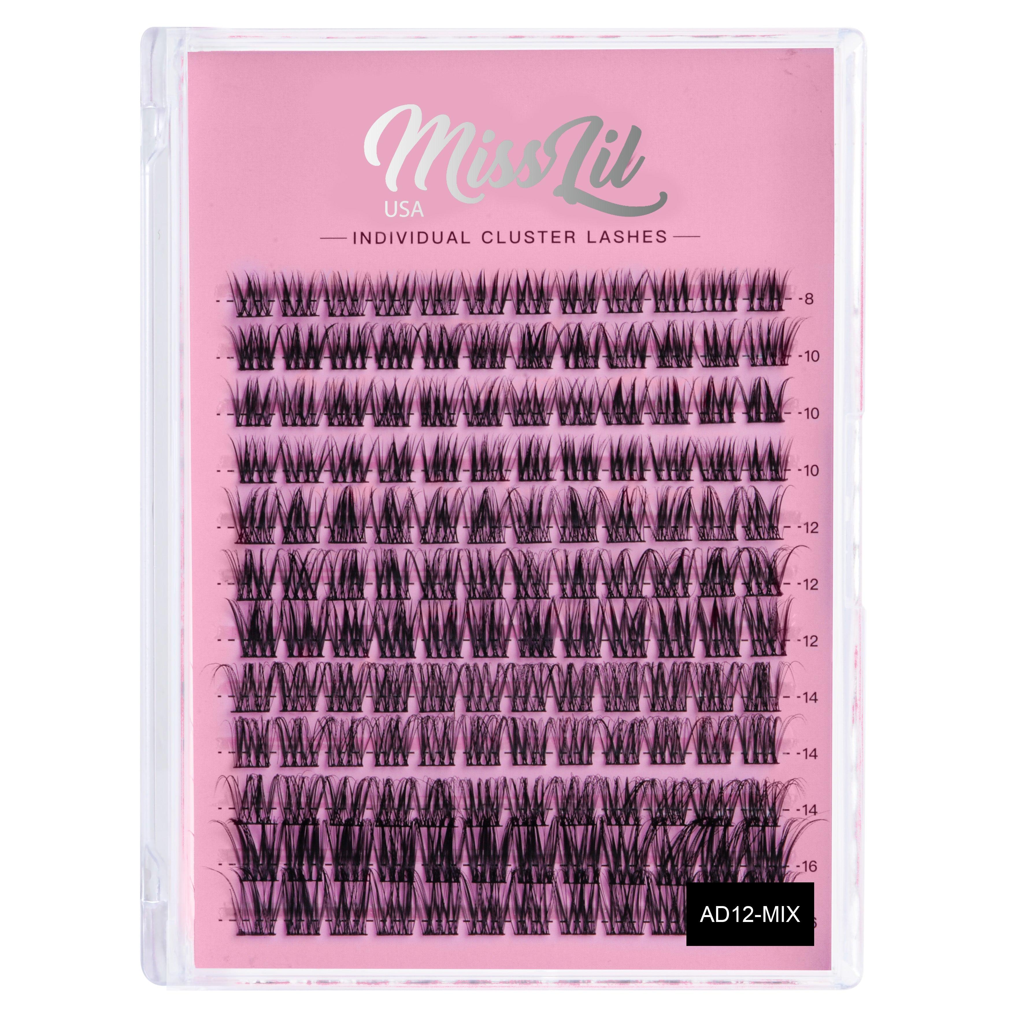 DIY Individual  Cluster Lashes AD-12 (Large Mixed Tray) - Miss Lil USA Wholesale