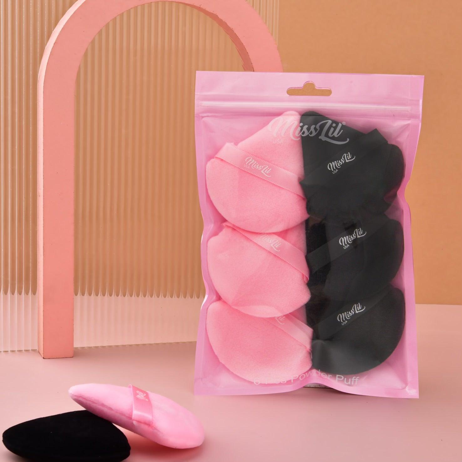 Powder puffs pink and black - Miss Lil USA Wholesale