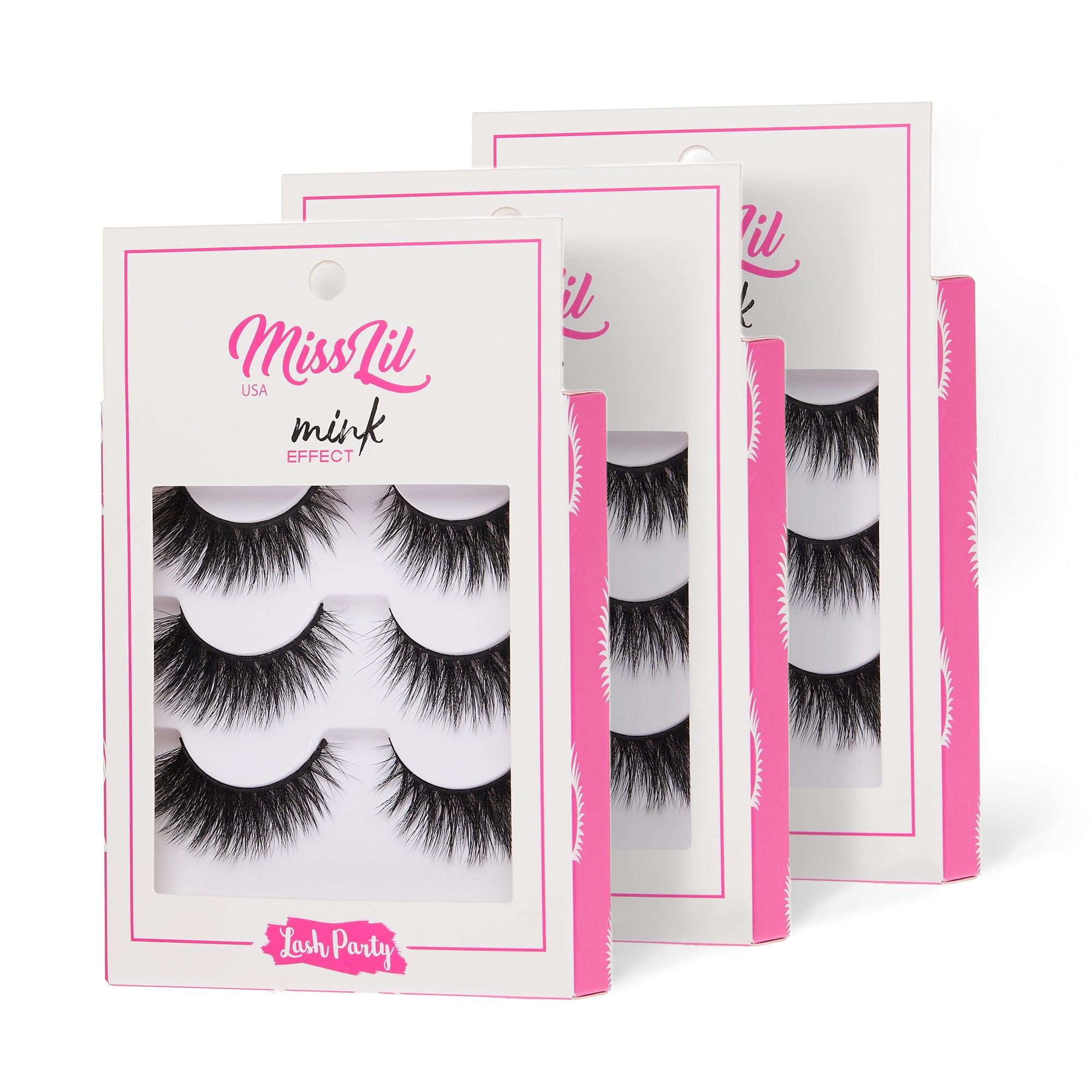3-Pair Eyelashes - Lash Party Collection #8 ( Pack of 12) - Miss Lil USA Wholesale