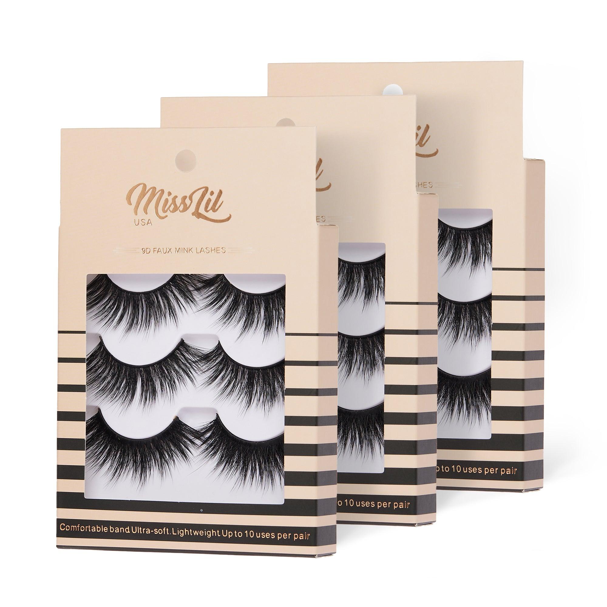 3-Pair Eyelashes - Luxury Collection #1 (Pack of 12) - Miss Lil USA Wholesale