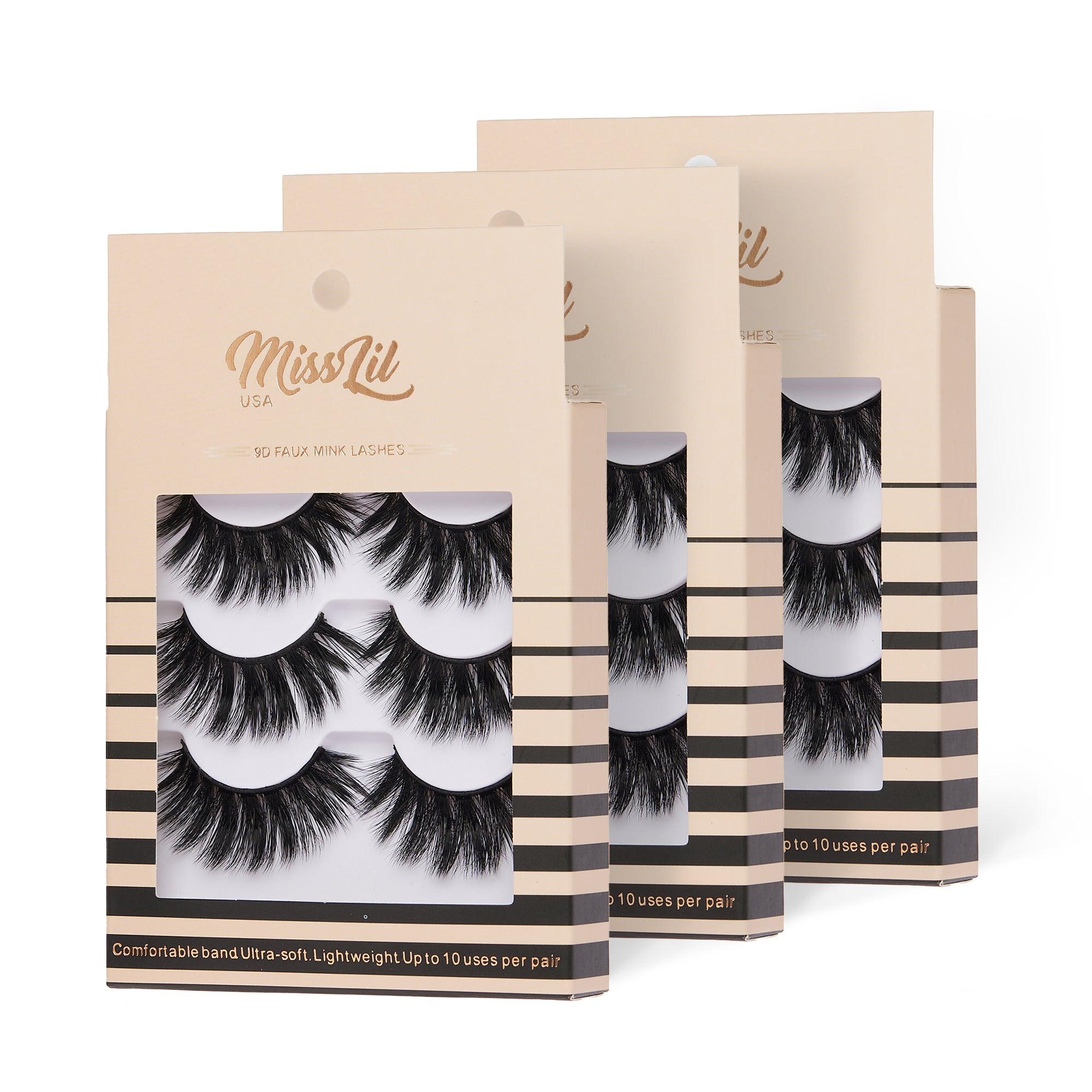 3-Pair Eyelashes - Luxury Collection #4 (Pack of 12) - Miss Lil USA Wholesale