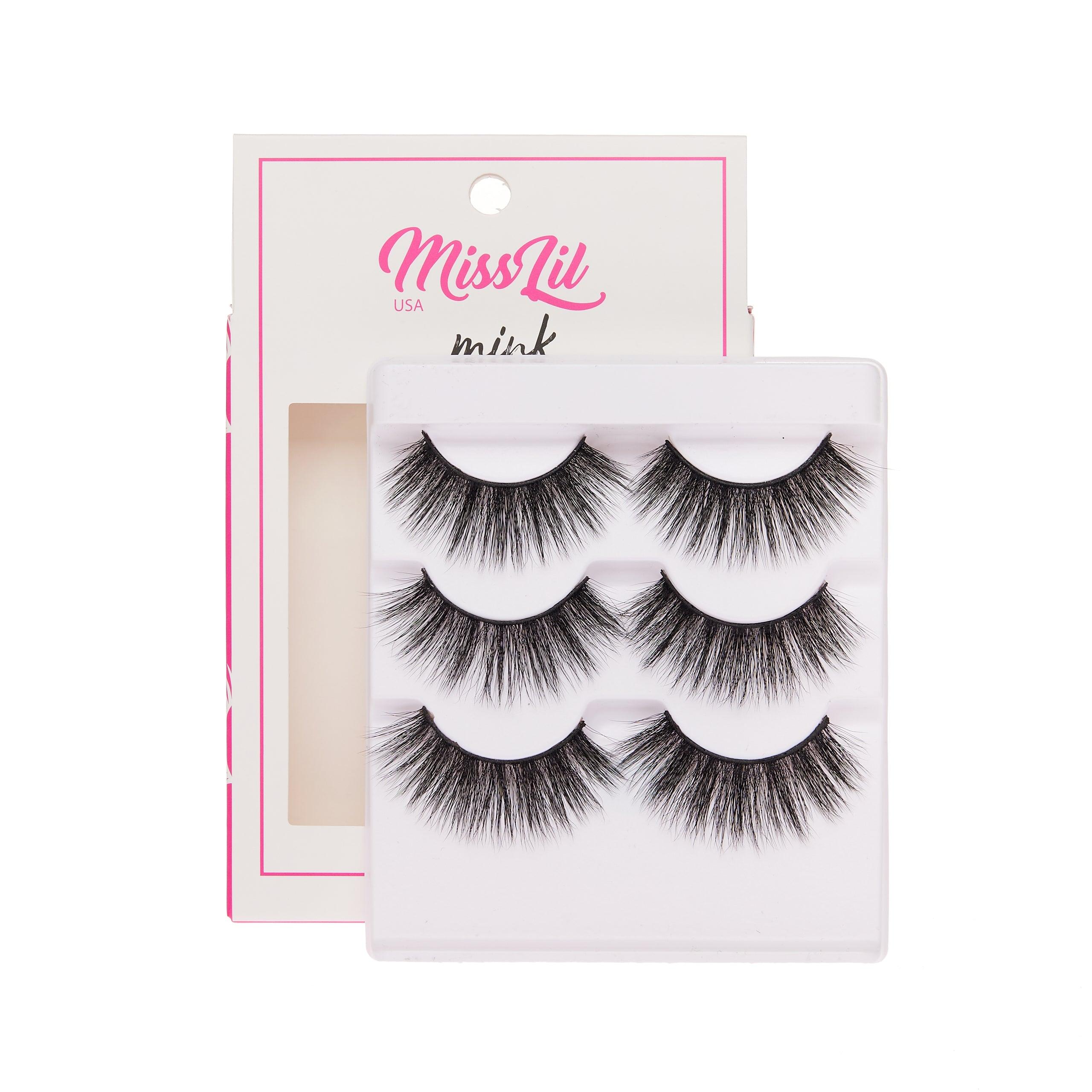 3-Pair Faux Mink Effect Eyelashes - Lash Party Collection #1 ( Pack of 12) - Miss Lil USA Wholesale