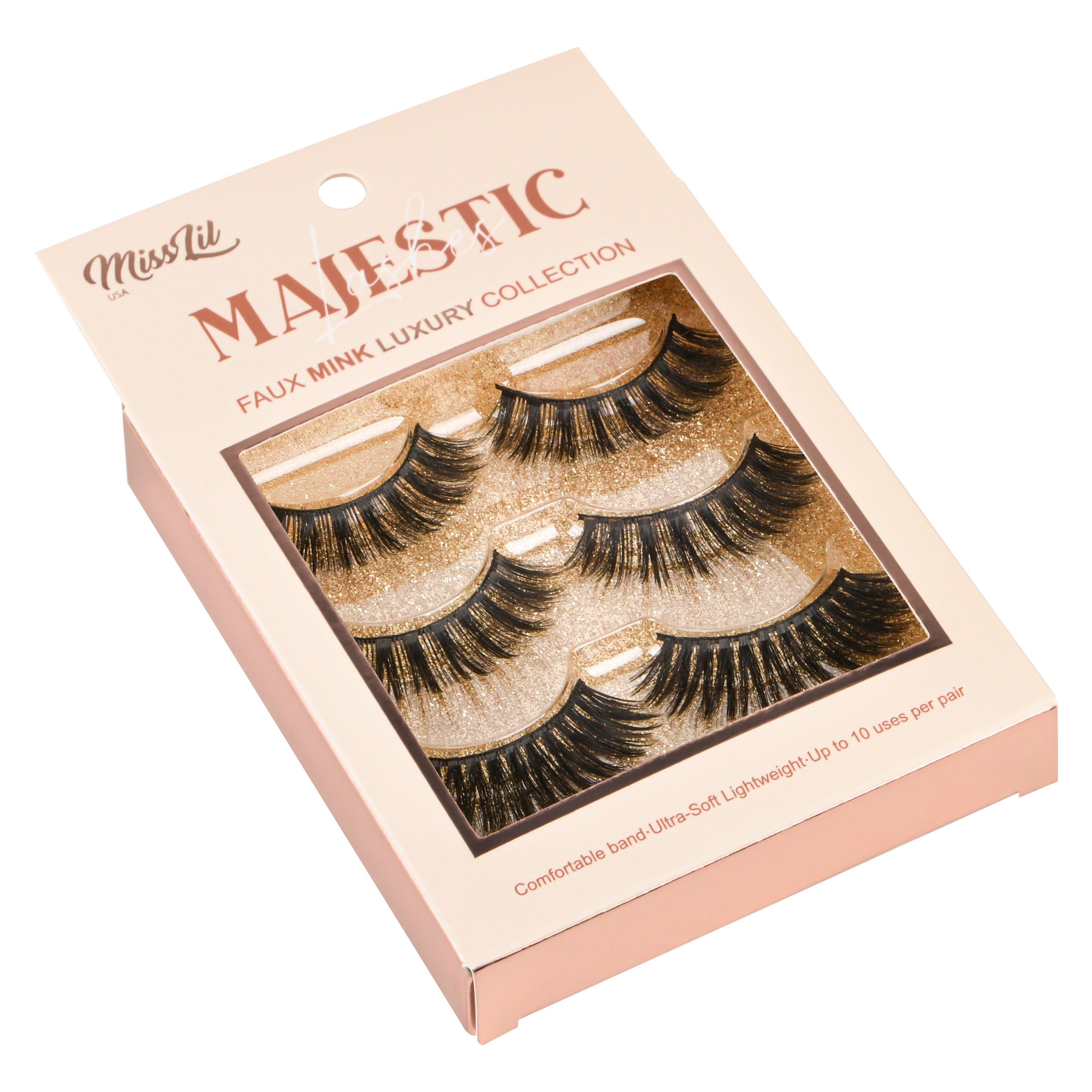 3-Pair Lashes-Majestic Collection #3 (Pack of 12) - Miss Lil USA Wholesale