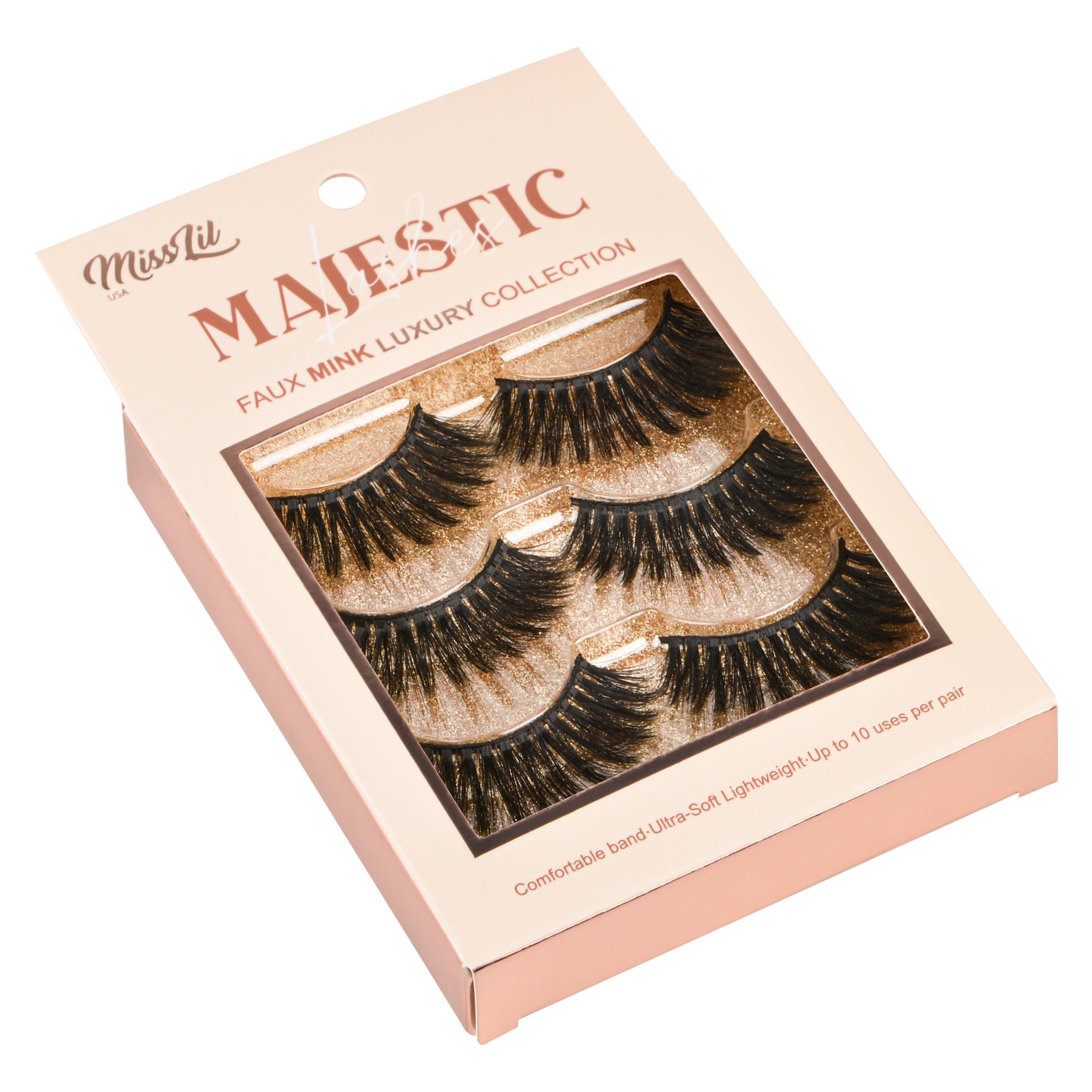 3-Pair Lashes-Majestic Collection #4 (Pack of 12) - Miss Lil USA Wholesale