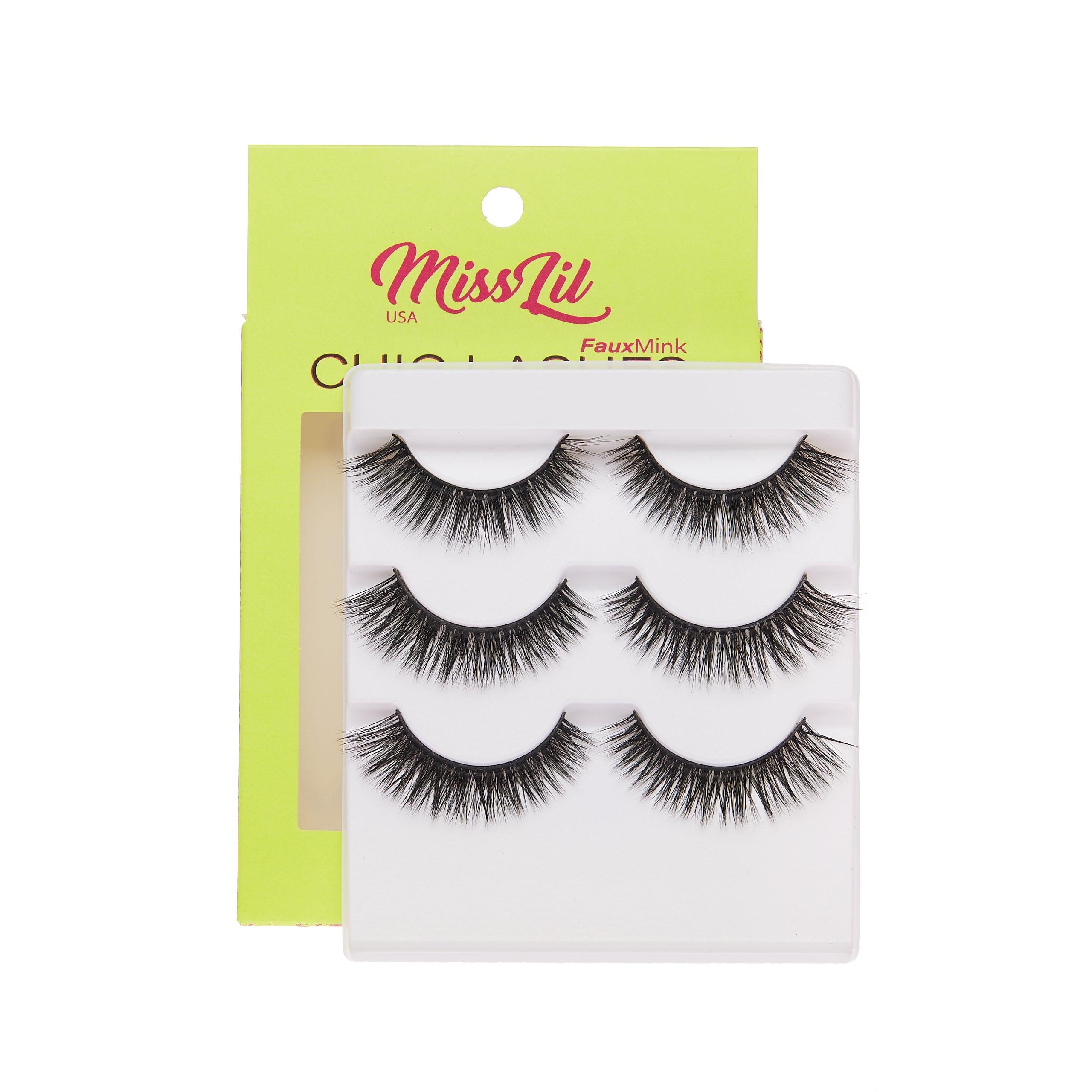 3-Pairs Lashes-Chic Lashes Collection #10 ( Pack of 12) - Miss Lil USA Wholesale