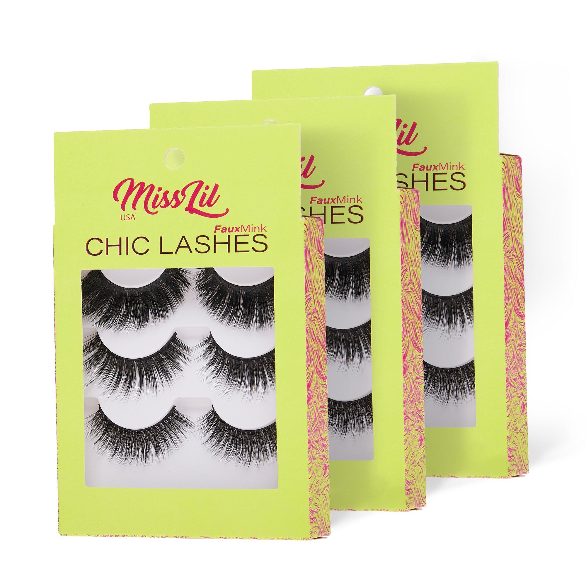 3-Pairs Lashes-Chic Lashes Collection #15 ( Pack of 12) - Miss Lil USA Wholesale